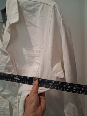Zara White Button-Front Denim Shirt Dress with Waist Tie 100% Cotton Size M thumbnail 6