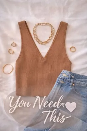 Abercrombie & Fitch Ribbed Knit Crop Tank Top Brown V-Neck Sleeveless Womens Med thumbnail 1