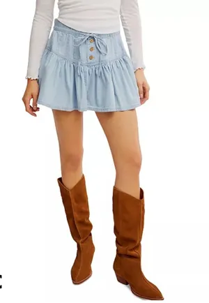 Women’s Free People Denim Mini Skirt thumbnail 1