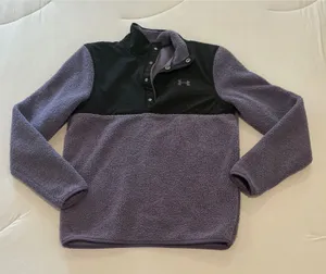 Under Armour Womens Sherpa Fleece Snap Pullover Purple Black Small thumbnail 1