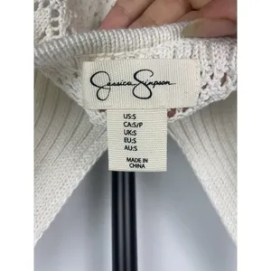 Jessica Simpson Cream White Knit Coastal Bohemian‎ Mini Dress Size S thumbnail 6