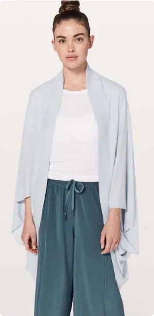 Lululemon Womens Silk Blend Open‎ Front Stillness Wrap Cardigan OS Silver Fox thumbnail 1