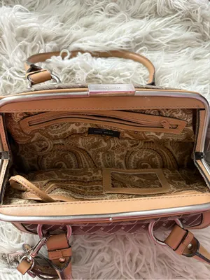 Vintage Nine West Y2K Brown Logo Frame Satchel Purse Charm thumbnail 7