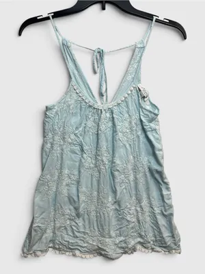 In Bloom by Jonquil Blue Embroidered Boho Camisole Tank Top XS thumbnail 3