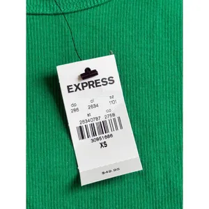NWT Express ribbed ruffle short sleeve green top stretch size XS $49.95 thumbnail 4