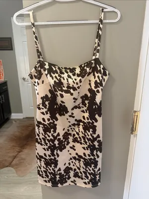 Urban Outfitters (UO) Cow Print Sateen Mini Dress m and micro suede crossbody thumbnail 5