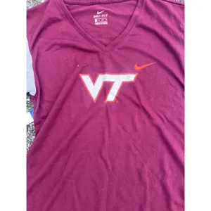 Nike Virginia Tech Hokies Womens Dri-FIT V-Neck T-Shirt Maroon AR8093-669 XS NWT thumbnail 2