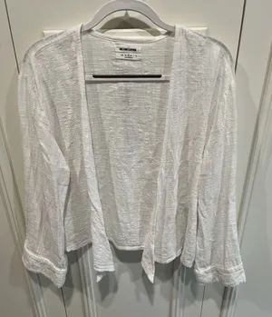 One X One Teaspoon White Cotton Cardigan Semi Sheer Gauze Beach Coastal Resort thumbnail 1