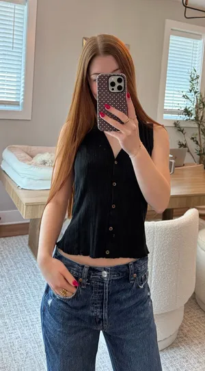 Universal Threads Button up Black Tank thumbnail 1