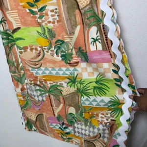 Oddi Women Linen‎ Resort Midi Dress Medium Multicolor Tropical Fruit Novelty thumbnail 4