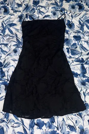 Boutique Black Floral Burnout Mini Dress thumbnail 1