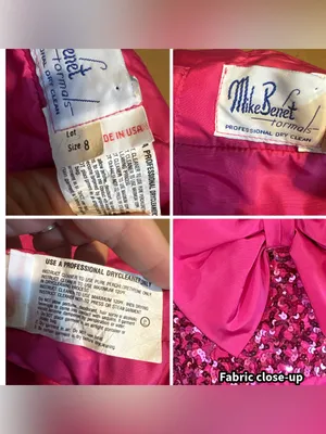 Vintage 1980'S Hot Pink Mike Benet Strapless Satin & Rhinestone Formal Dress (Xs thumbnail 14