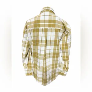 Universal Threads Mustard and White Plaid Button-Up Shirt thumbnail 3