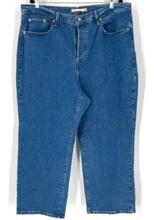 Levi's Women's Ribcage Straight Ankle Jeans Blue Denim Medium Wash‎ Size 18W thumbnail 1