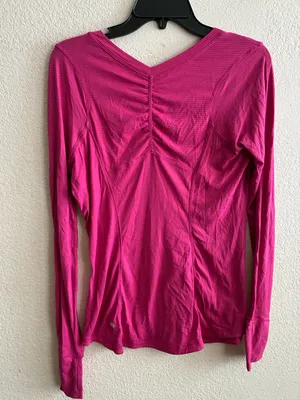 Lululemon Shirt Womens Pink Micro Stripes Swiftly Tech Long Sleeve Thumbholes 10 thumbnail 3