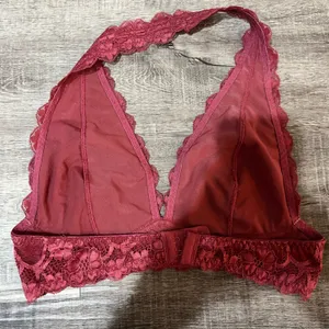 FREE PEOPLE Intimately Galloon Lace Halter Bra in Rose thumbnail 4
