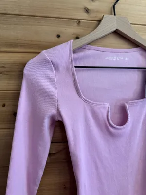 NWT Abercrombie & Fitch XS Soft A&F Rib Ribbed Long Sleeve Bodysuit Spring thumbnail 5
