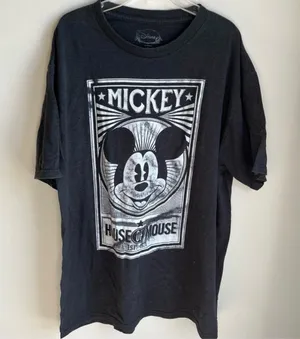 Disney Mickey House of Mouse XL T-Shirt Black and White Distressed Look thumbnail 1