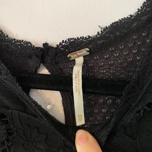 Free People Black Lace Boho Sheer Whimsygoth Blouse Feminine Women's size XS thumbnail 2