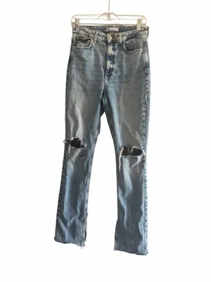 NTW Zara High Rise Flared Slim Ankle Slit Jeans in Light Blue size 6 thumbnail 2