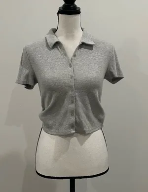 Forever 21 Ribbed Button Up Crop Top thumbnail 1