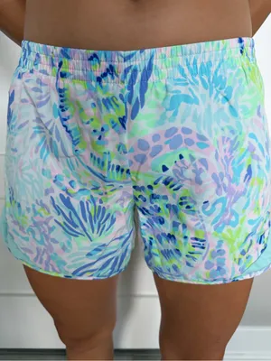 Lilly Pulitzer Pastel Floral Luxletic Shorts in Aqua, Pink & Lime Size XS Lined thumbnail 2