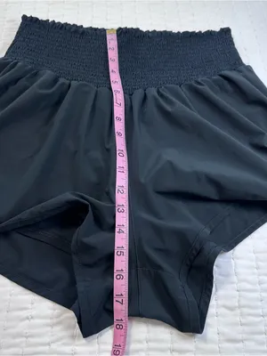 Offline By Aerie Black Smocked Waistband Running Athletic High Waist Shorts thumbnail 6