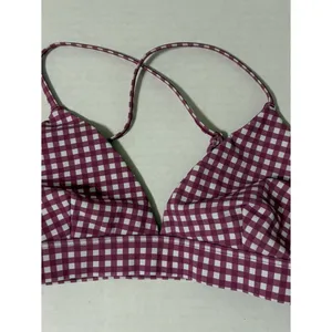 NWT new ALO yoga vapor splendor bra raspberry white pink gingham medium top thumbnail 5