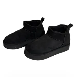 Madden Girl Black Faux Suede Faux-Fur Slip-On Ankle Boots thumbnail 5