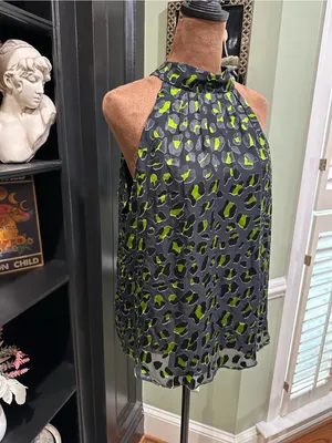 Alice + Olivia Kinsley Velvet Burnout Leopard Halter Top – Size Medium thumbnail 3