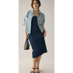 Anthropologie Dolan Left Coast Cropped Jacket Women XS Blue Houndstooth Print thumbnail 6
