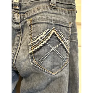 Ariat REAL Denim Women's Jeans Size 28R Bootcut Medium Wash Distressed thumbnail 9