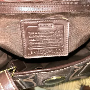 Coach Dark Brown Signature Tote with Leather Trim thumbnail 4