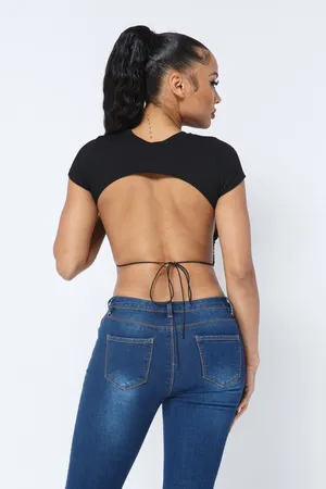 Backless Black Baby Tee | Clean Girl Essential thumbnail 2