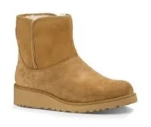 UGG Kristin slim ankle booties tan suede shearling pull‎ on women's 8.5 winter thumbnail 1