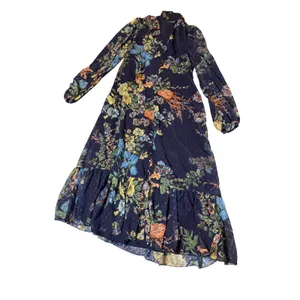 NWT Lulus Size XL Fallyn Navy Blue Floral Swiss Dot Long Sleeve Midi Dress thumbnail 4