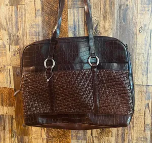 Coldwater Creek Brown Faux Leather Computer Laptop Briefcase Bag rarely used thumbnail 2