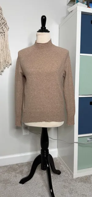 Women's J. Crew Roll Neck Sweater Oatmeal Tan Brown Merino Wool Alpaca XXS thumbnail 1
