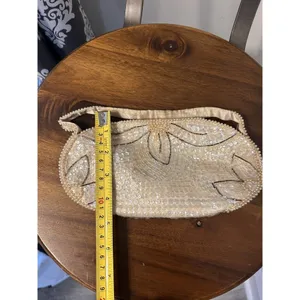 Vintage Sequin Beaded Pearl Clutch Bag Made In Japan Zipper Cocktail Formal thumbnail 3