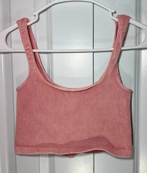Free People Movement Happiness Runs Square Neck Crop‎ Womens S/M Pink Acid Wash thumbnail 1