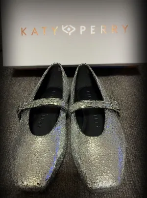 Katy Perry The Evie Mary Jane Silver Crackled Glitter Flats thumbnail 5
