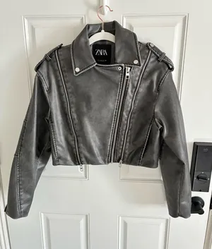 ZARA Leather Jacket Black thumbnail 1