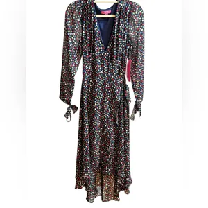 Betsey Johnson Wrap‎ Dress Womens Size 10 Polka Dots High Low Hem Sleeve Tie NEW thumbnail 4
