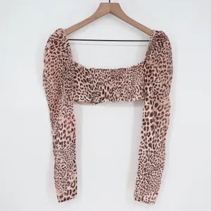 Naked Wardrobe The Statement Leopard Print Crop Top Long Sleeve S thumbnail 6