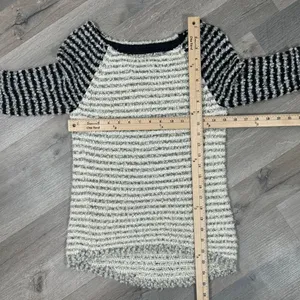 Loft Striped Boucle Knit Pullover Sweater Tan‎ Grey Black XS Colorblock thumbnail 12