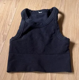 ALO Yoga Black Ribbed Cropped Racerback Tank thumbnail 1