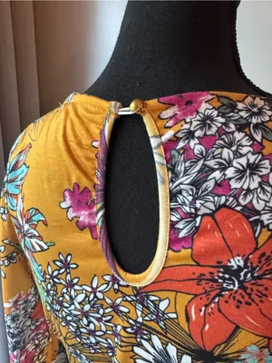 Club L London Mustard Floral Tie-Waist Long Sleeve Dress 14 EUC thumbnail 6
