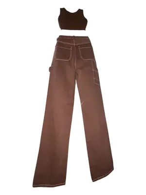 PacSun Women's Dark Brown Skinny Jeans with Contrast Stitching thumbnail 7