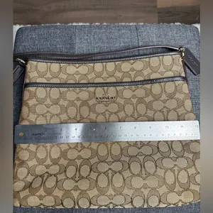 Coach Designer Signature Jacquard File Crossbody Bag Brown Tan thumbnail 5