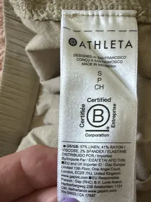 Athleta Women’s S Beige Linen Blend Wide Leg Cargo Pants thumbnail 4